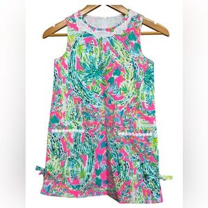 Lilly Pulitzer Youth Sleeveless Pink and Blue Tropical Dress
